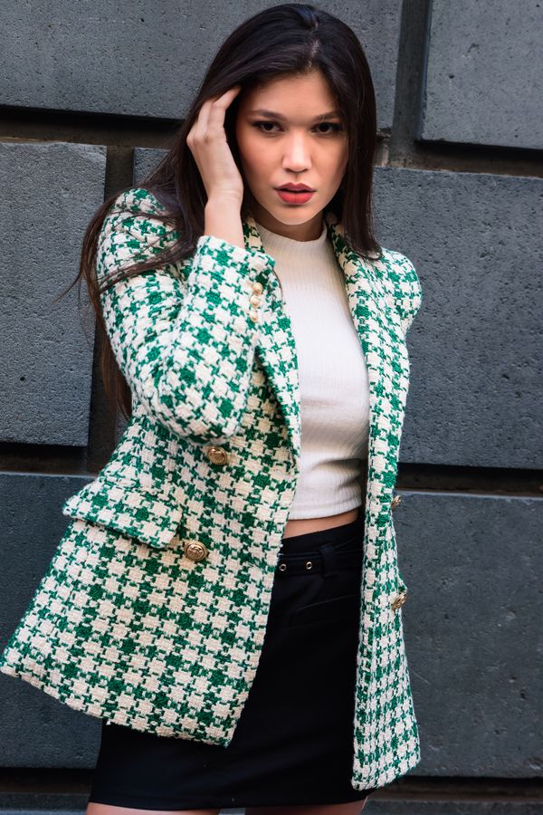 Tweed look blazer for less