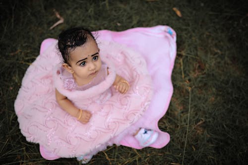 A Girl in Pink Dress