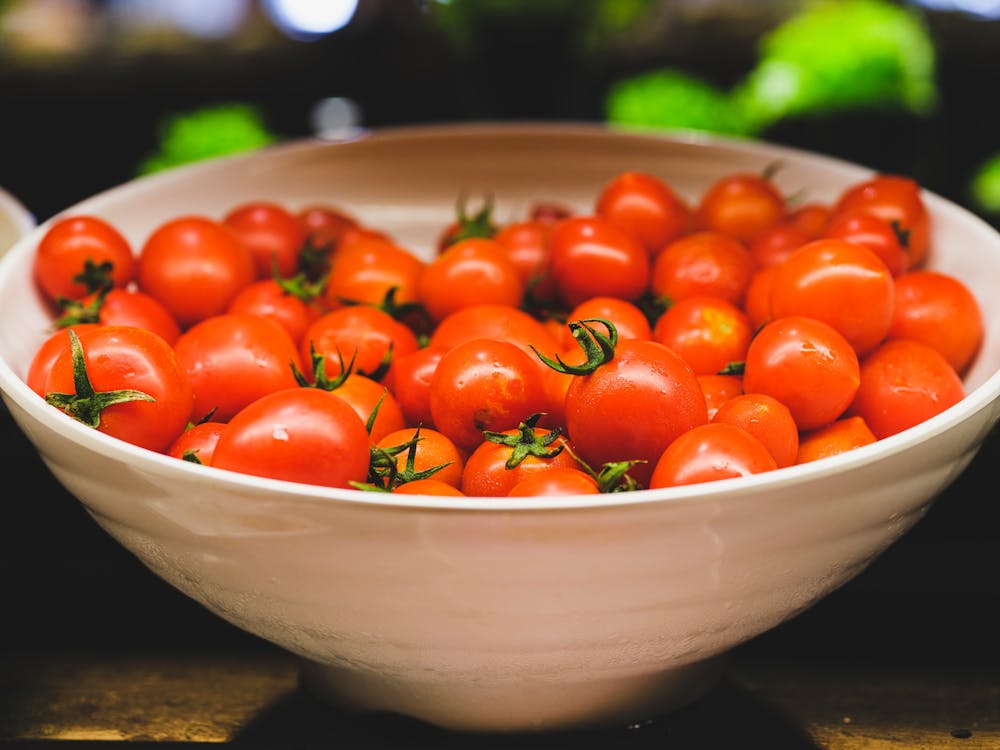 Cherry Tomatoes on White Ceramic Bowl