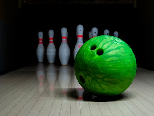 Green Bowling Ball in Close Up Shot