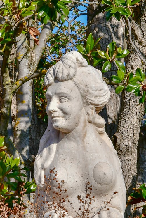 White Concrete Statue Near Green Tree