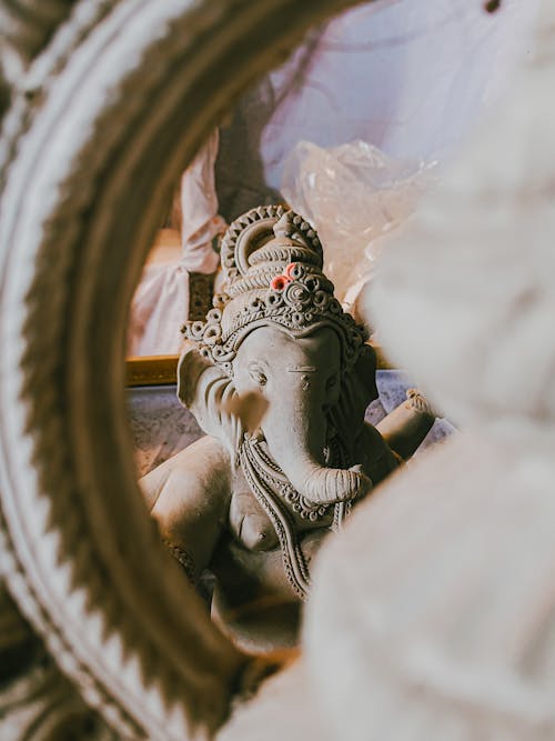 Concrete Statue in Close Up Shot