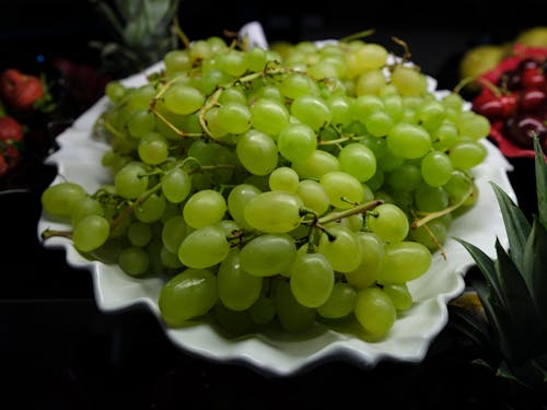 Green Grapes in Close Up Photography