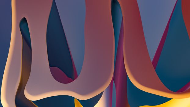 Dynamic abstract curves and vibrant colors in a close-up artistic design.