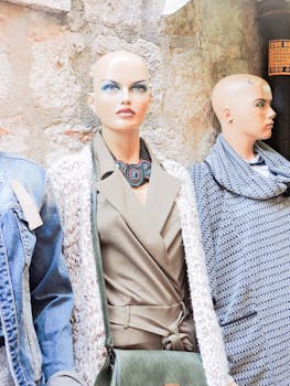 户外展示上的人体模型展现了现代时尚风格