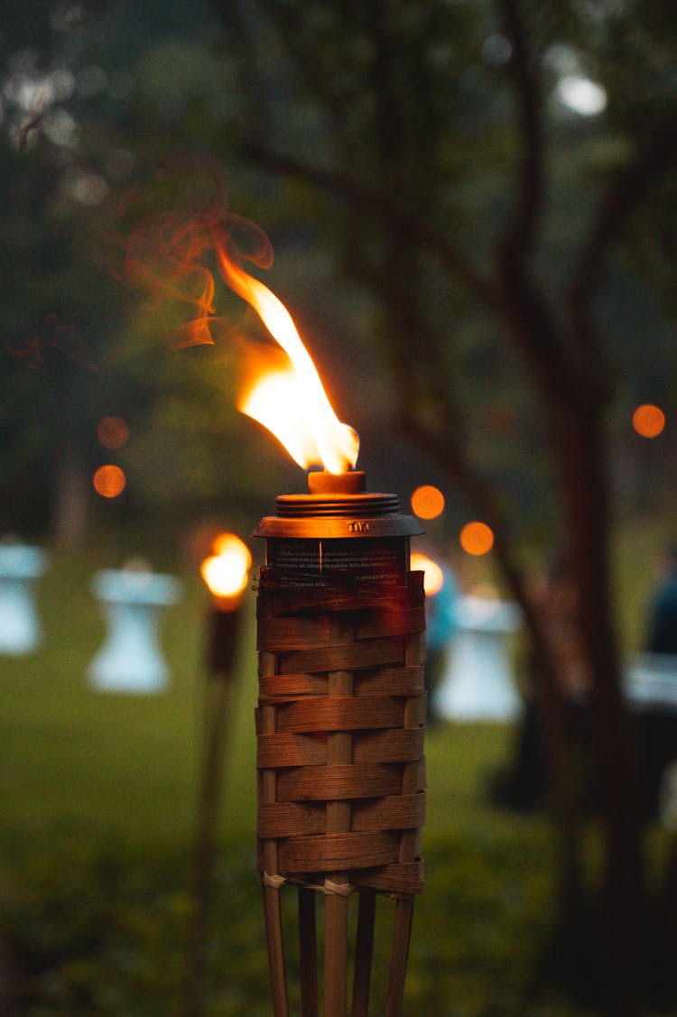 Burning Torch In Close Up Shot