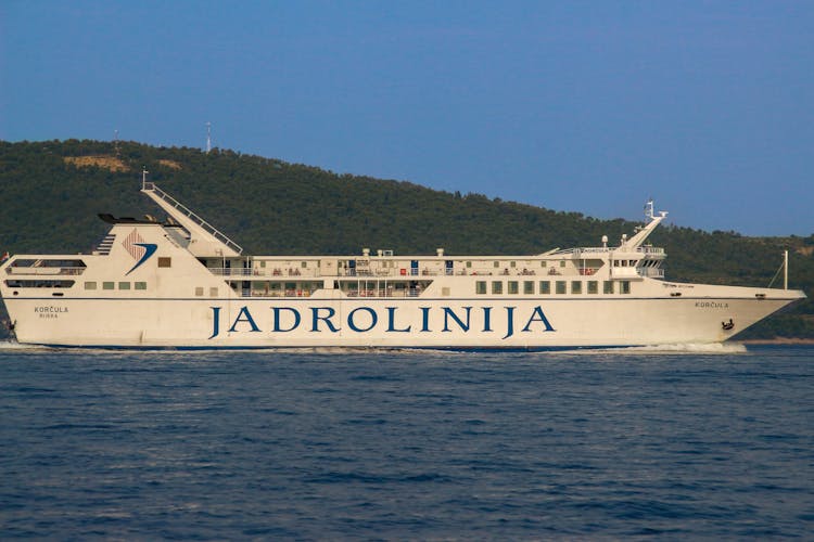 Jadrolinija Ferry On Ocean Cruise In Croatia