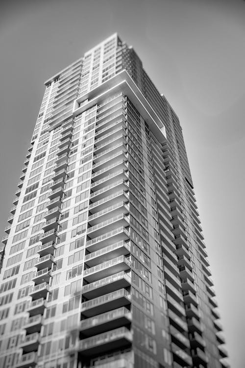 Black and White Photo of a Building