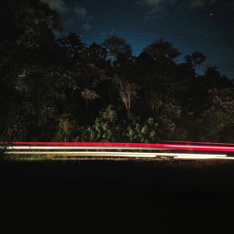 Blurred Lights On A Road At Night 