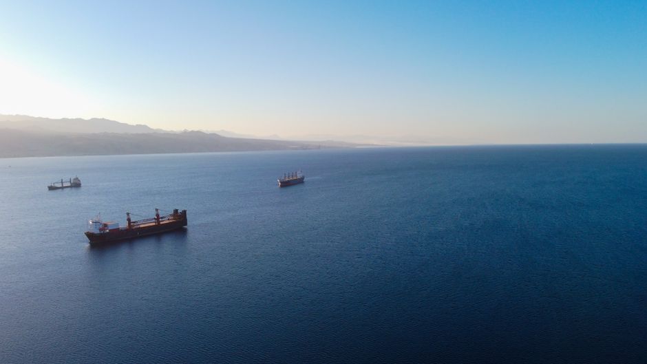 Military naval ships patrolling near Yemeni coastline