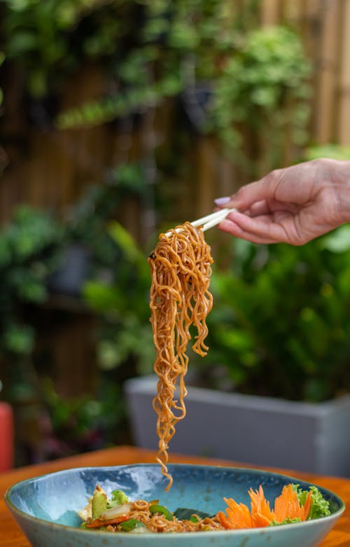 Noodles on Wooden Chopsticks 