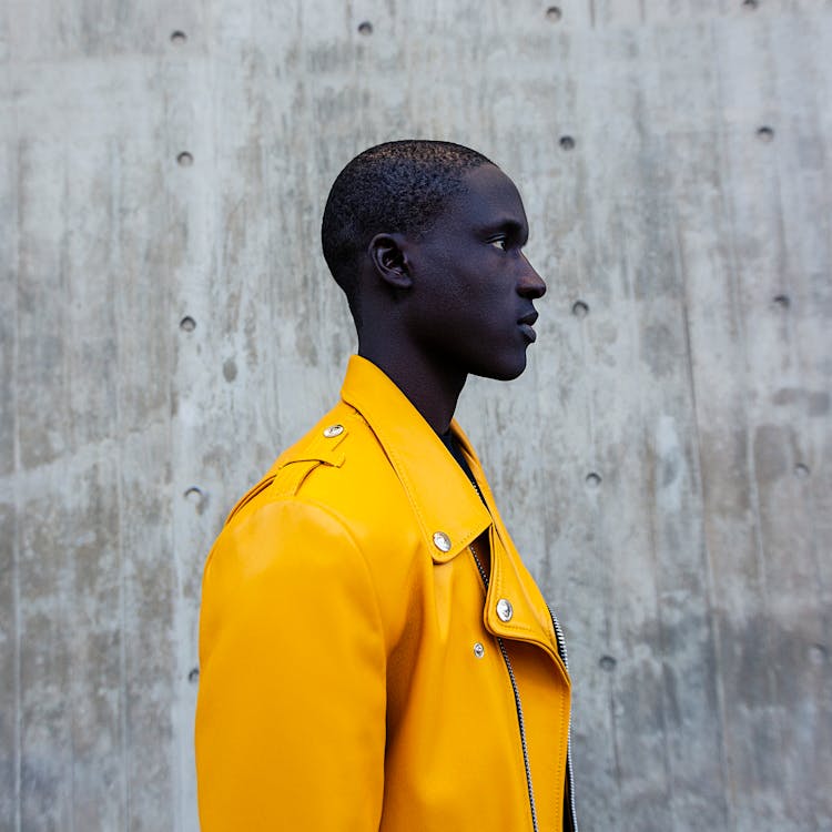 Free Man Wearing Yellow Jacket  Stock Photo