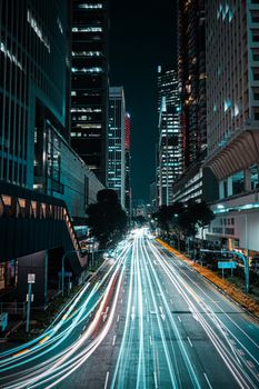 Light Trails on Street in City