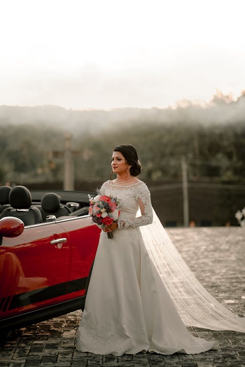 A Bride Wearing White Wedding Dress