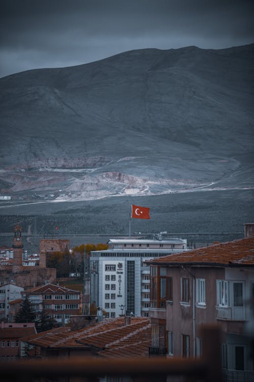 Turkish Flag in a Coastal City 