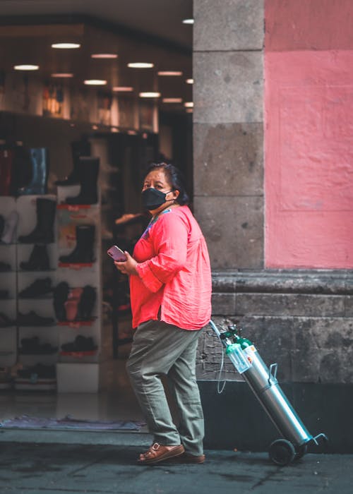 Woman with Mobile Oxygen Tank