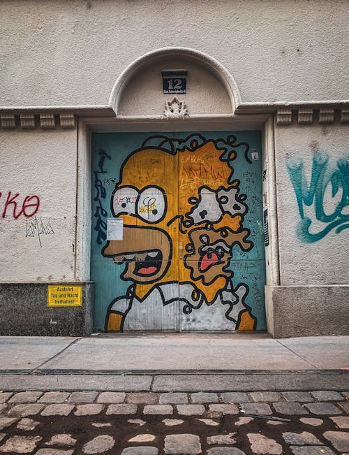 Graffiti of Homer Simpson on Door