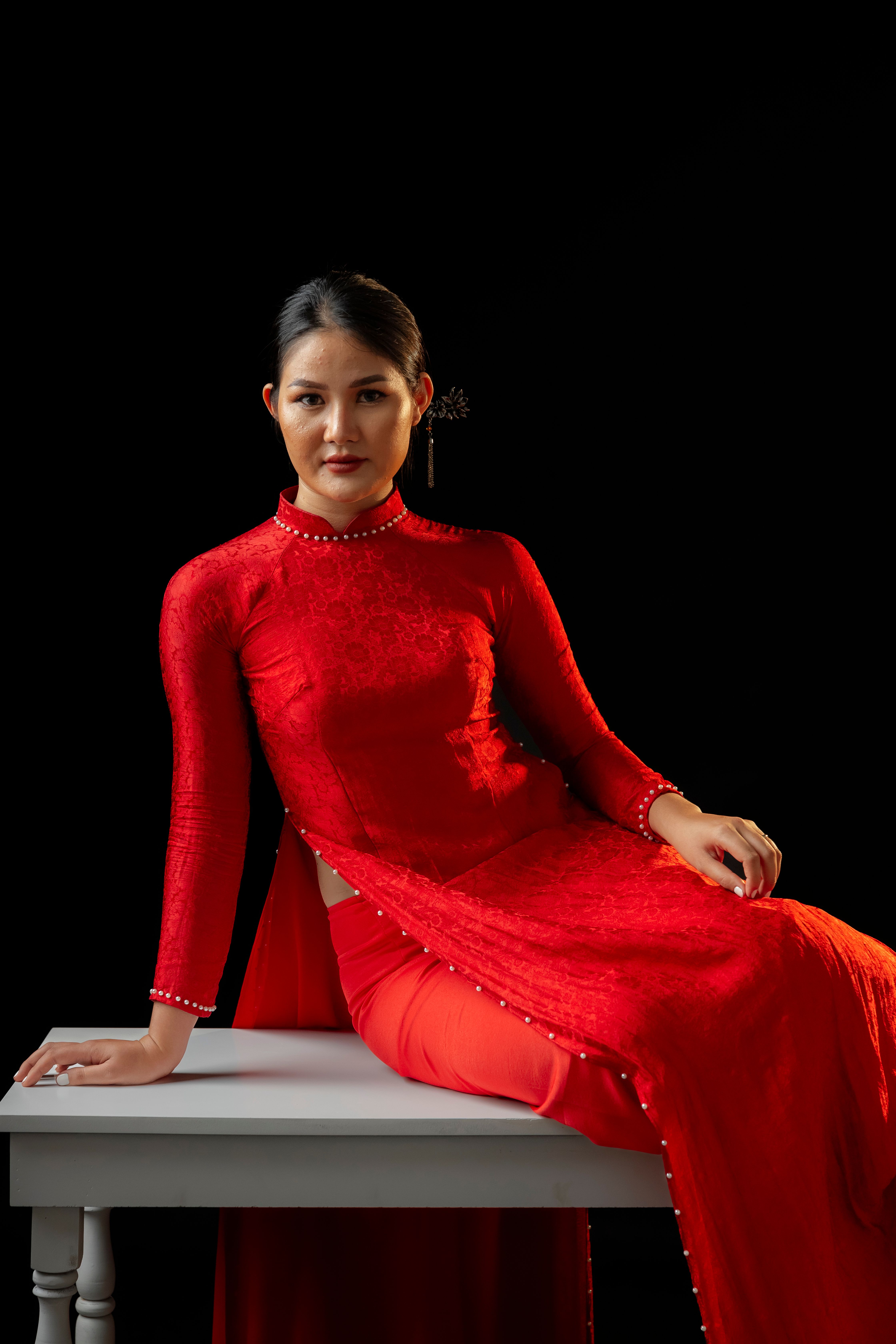 Portrait of a Woman in a Red Dress · Free Stock Photo