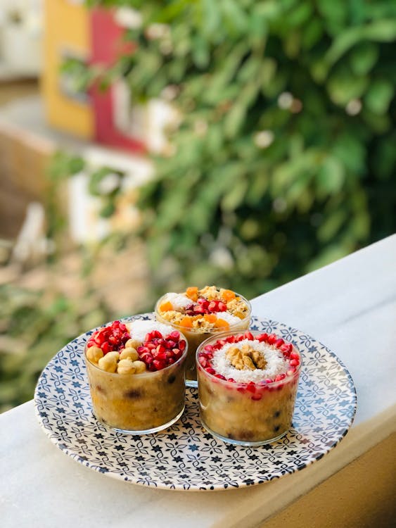 Food on Glass Bowls