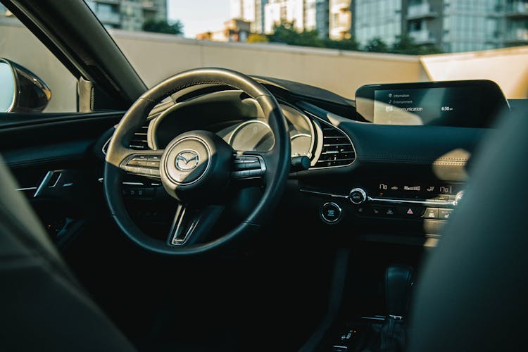 Photo Of The Interior Of A Mazda Car