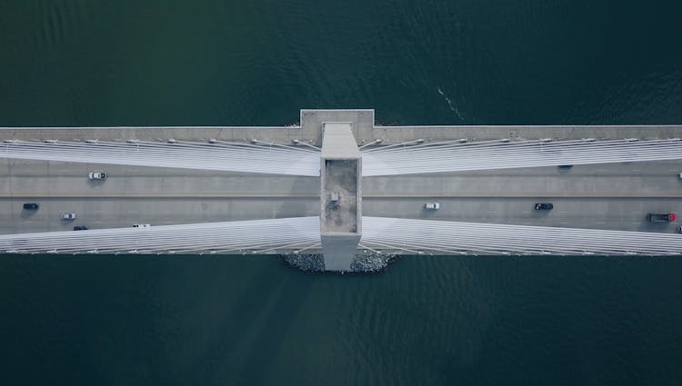 Aerial View Of The Arthur Ravenel Jr. Bridge In  Mount Pleasant, South Carolina, United States