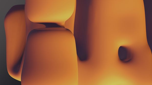 Abstract composition of smooth yellow shapes with soft lighting.