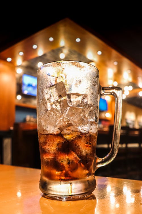 Glass Mug with Ice Cubes