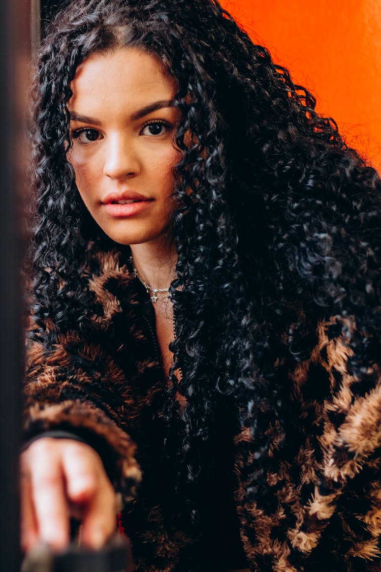 Portrait Of A Woman In Leopard Print Coat