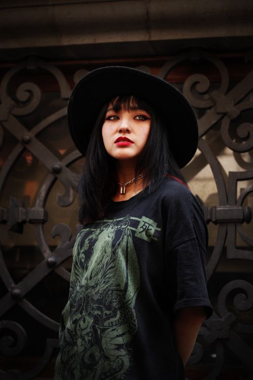 Free Capture of a stylish woman with gothic fashion in Mexico City. Stock Photo