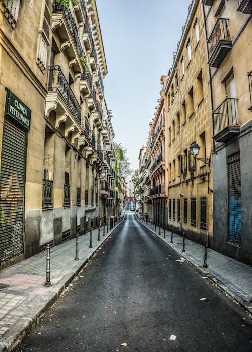 Strada Di Cemento Grigio Tra Edifici In Cemento