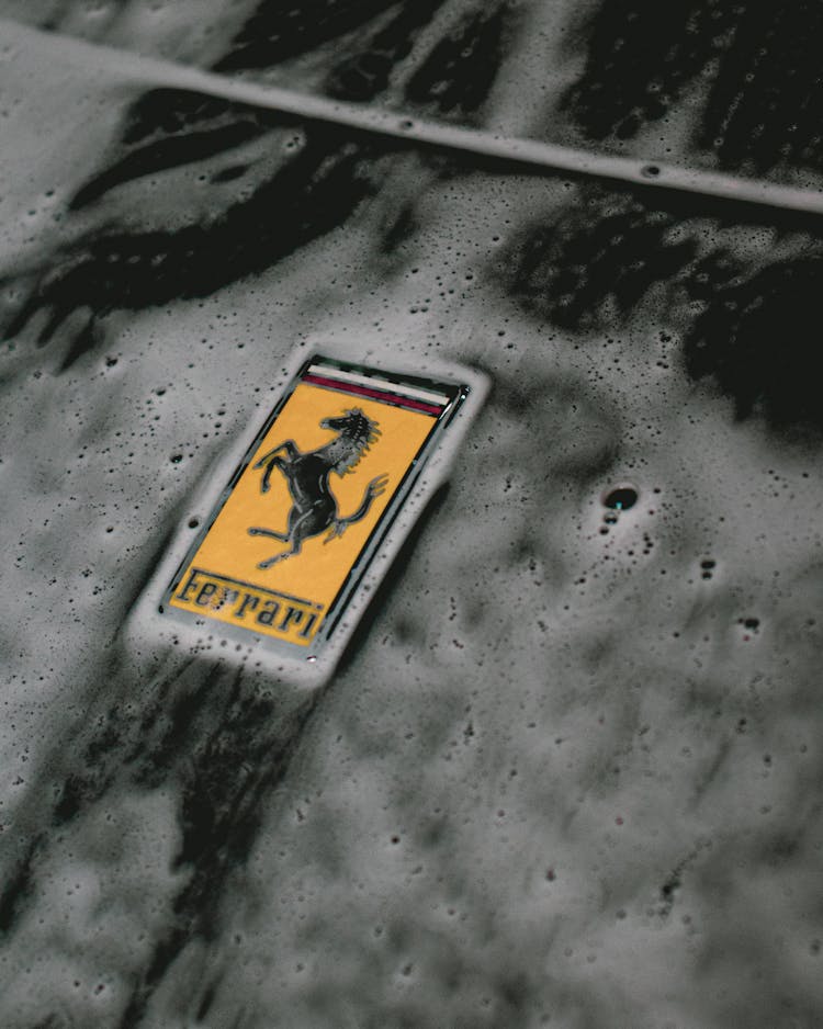 Ferrari Car Sign With Foam On Wash