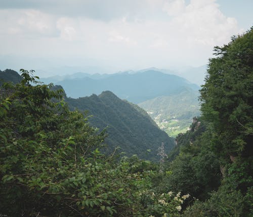 Green Mountains Under White Clouds