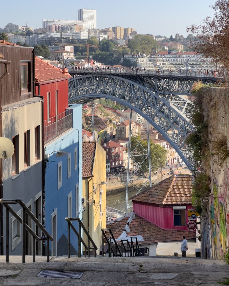 White And Brown Concrete Buildings Near Bridge