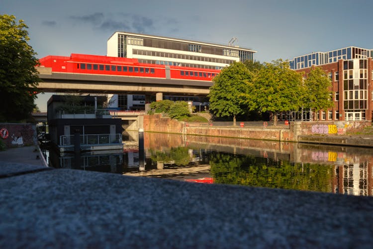 Barge On The Canal In The City