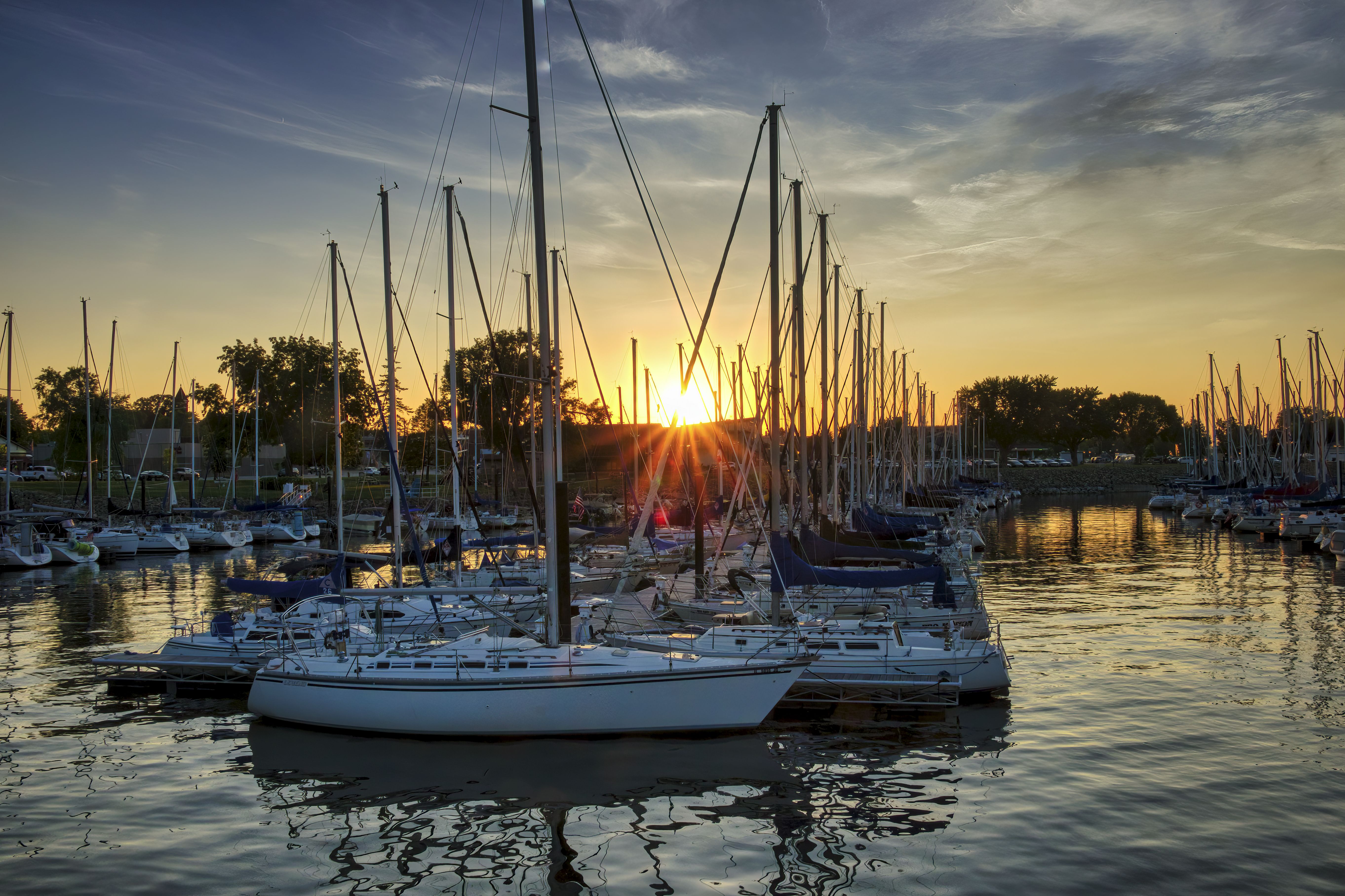 White Boats on Body of Water during Sunset · Free Stock Photo