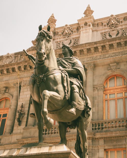 Low Angle View of a Statue of Man on a Horse 