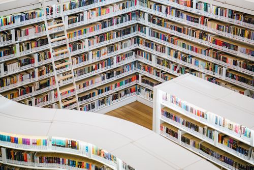Modern library aisle