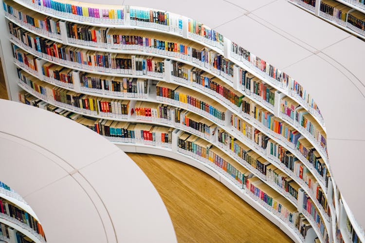 White Wooden Bookshelves