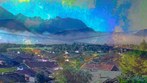 Free stock photo of mountains, village