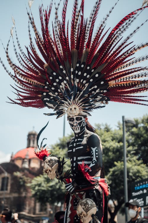 Základová fotografie zdarma na téma čelenka z peří, dia de los muertos, líčení