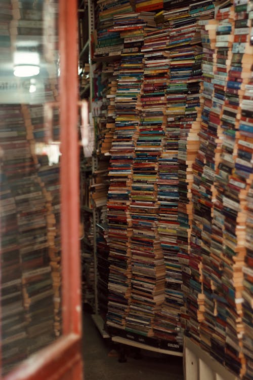 Pile of Used Books inside a Bookstore