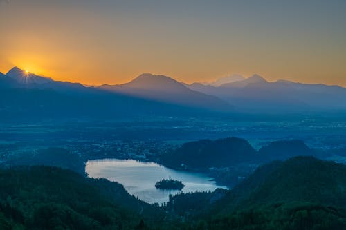 Free Sunrise Over Lake Bled Stock Photo