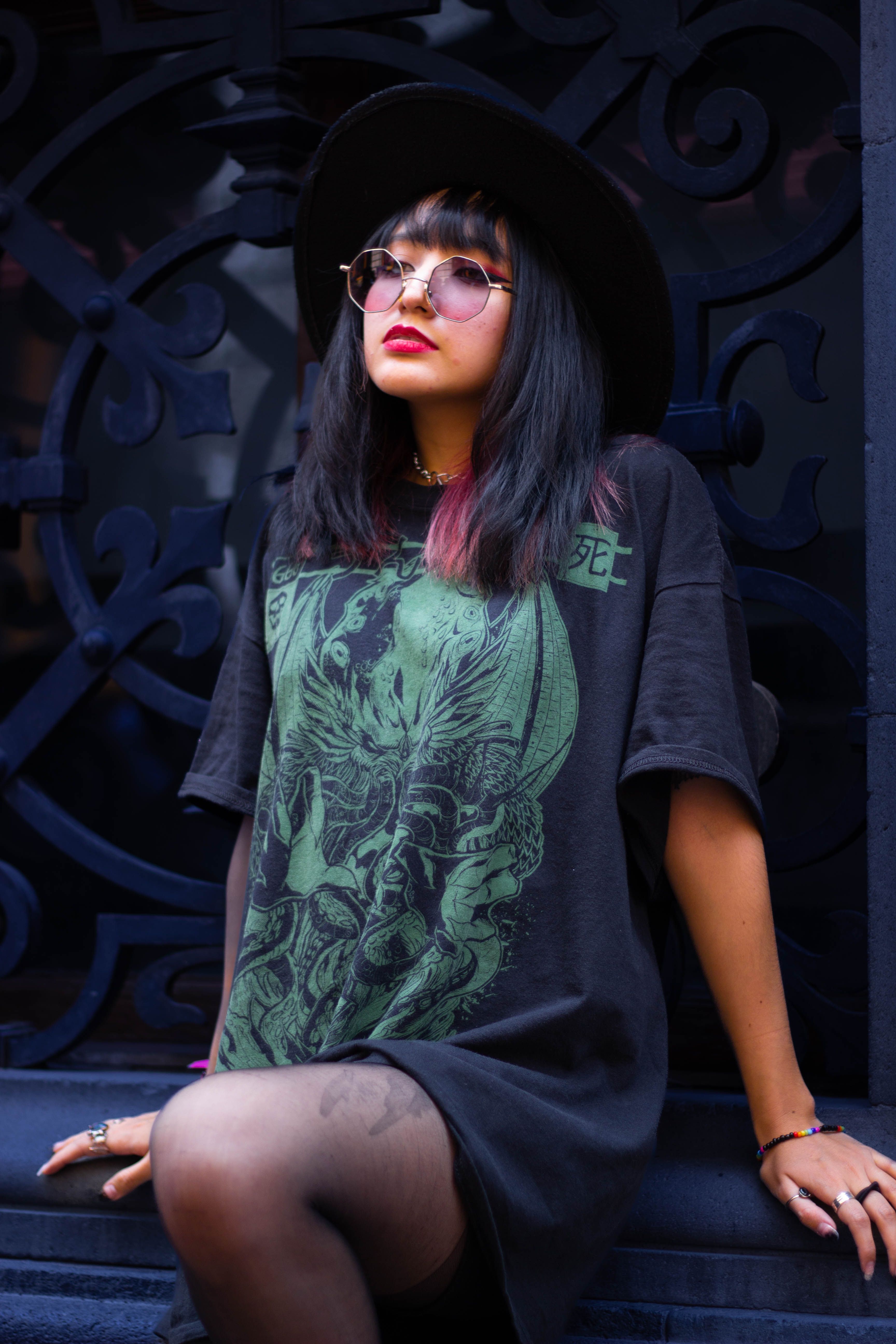 Camiseta Oversized Preta Estampada