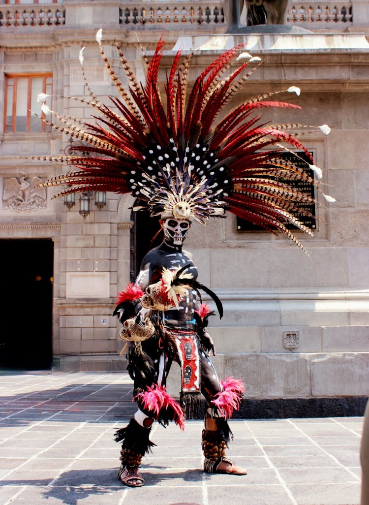 Man In Skeleton Costume For Dia De Muertos