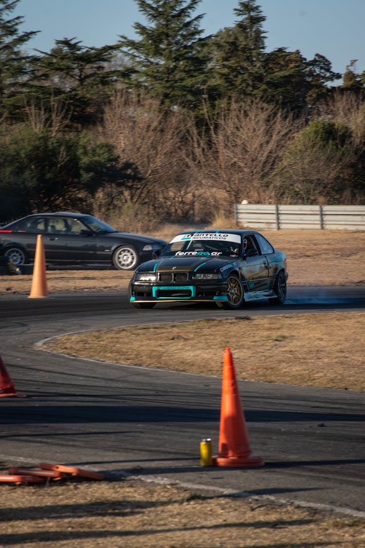 Sports Cars On Race Track