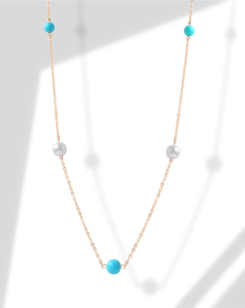 Photo of Gold Chain With Blue Round Pendant