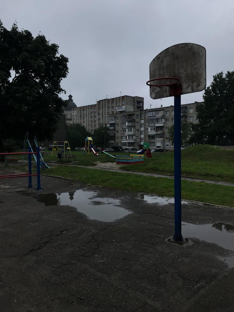 Abandoned Building And Playground