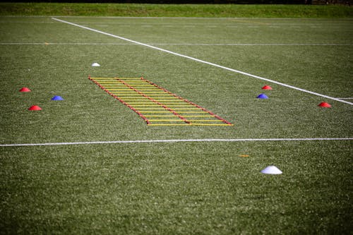 Agility Ladder and Marker Cones on a Football Field