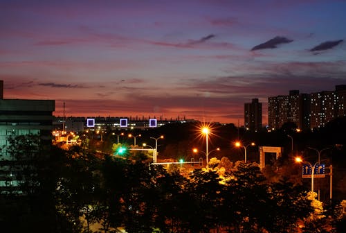 City With High-rise Buildings during Evening