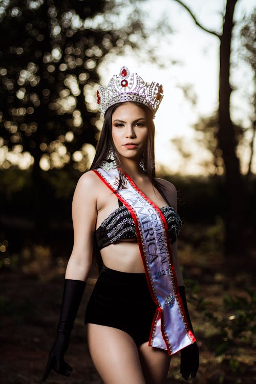 Free Beautiful Woman with Sash and Crown  Stock Photo